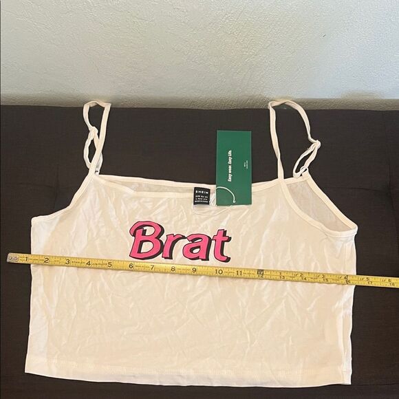 SHEIN Tops - #1067+ SHEIN White 'Brat' Graphic Crop Top